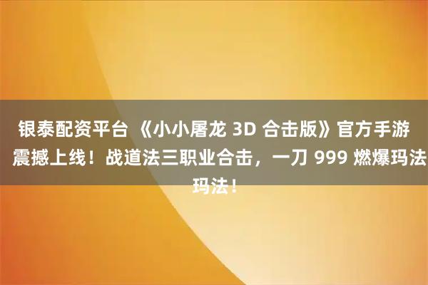 银泰配资平台 《小小屠龙 3D 合击版》官方手游：震撼上线！战道法三职业合击，一刀 999 燃爆玛法！