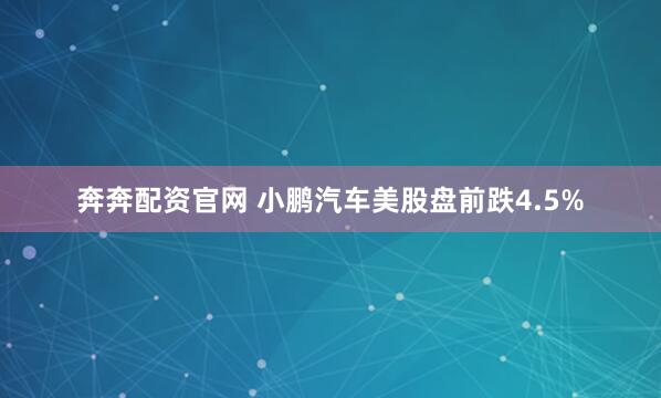 奔奔配资官网 小鹏汽车美股盘前跌4.5%