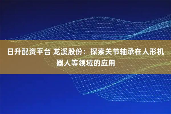 日升配资平台 龙溪股份：探索关节轴承在人形机器人等领域的应用