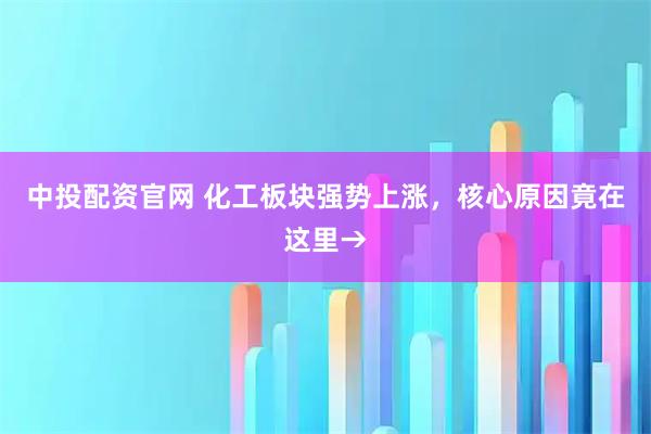 中投配资官网 化工板块强势上涨,核心原因竟在这里→