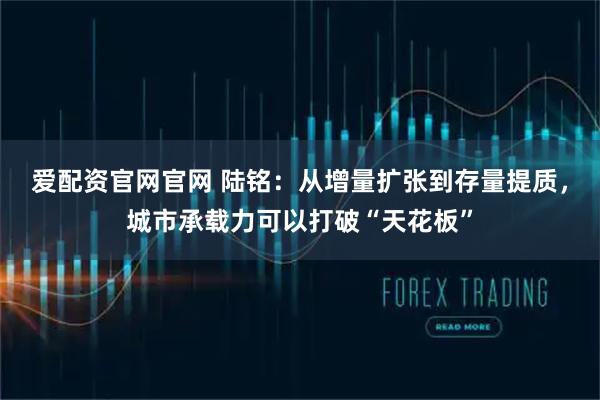 爱配资官网官网 陆铭：从增量扩张到存量提质，城市承载力可以打破“天花板”