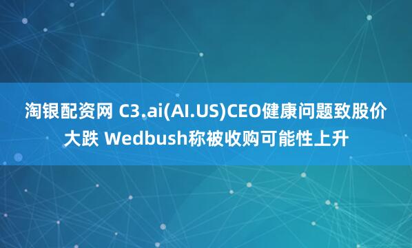 淘银配资网 C3.ai(AI.US)CEO健康问题致股价大跌 Wedbush称被收购可能性上升